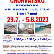 29.7. – 5.8.2023 Chorvatsko – Podgora – AP Swiss