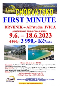 FIRST MINUTE leták Drvenik 9.6. - 18.6.20231