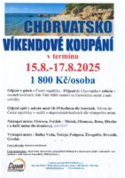 Chorvatsko – víkendové koupání v letovisku Baška Voda, Tučepi, Podgora, Živogošče, Drvenik, Gradac v termínu 15.8. – 17.8.2025