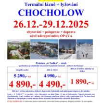 26.12. – 29.12.2025 Last minute Chocholow – termály a lyžování