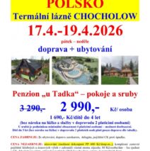 17.4.-19.4.2026 Termální lázně Chocholow – Polsko
