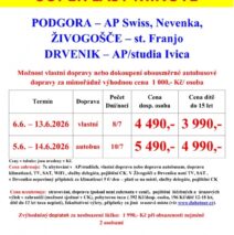 Chorvatsko 5.6. – 14.6.2026  Podgora, Drvenik, Živogošče