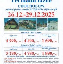 Adventní zájezd na termální lázně Slovensko – Oravice a Polsko – Chocholow v termínu 26.12. – 29.12.2025