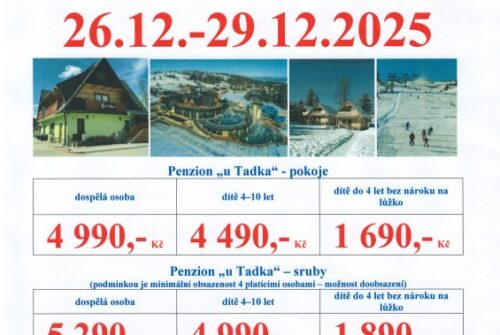 Adventní zájezd na termální lázně Slovensko – Oravice a Polsko – Chocholow v termínu 26.12. – 29.12.2025
