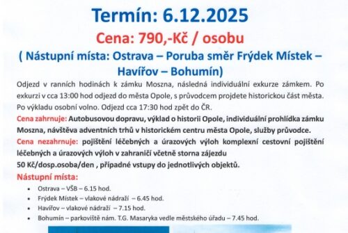 Jednodenní Adventní zájezd Polsko Opole s návštěvou zámku Moszna v termínech 6.12.,13.12.2025