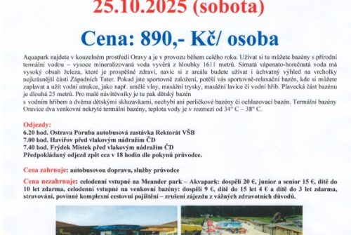 Jednodenní zájezd Slovensko – Oravice – Termální lázně dne 25.10.2025 – sobota
