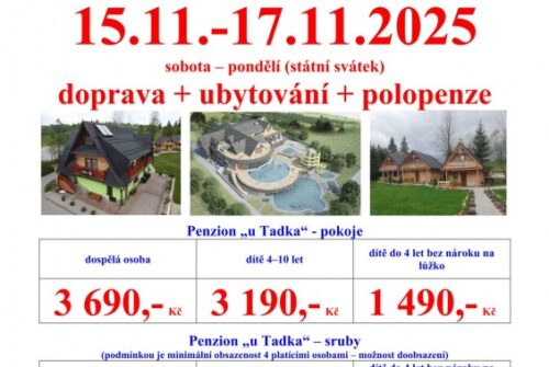 15.11. – 17.11.2025 Polsko – termální lázně Chocholow