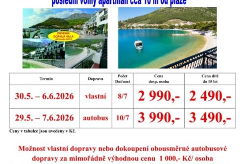 Chorvatsko 29.5. – 7.6.2026  Drvenik