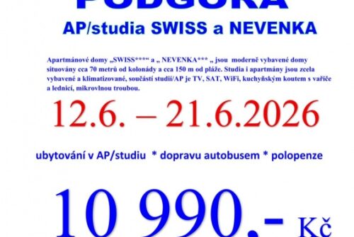 FIRST MINUTE CHORVATSKO – PODGORA 12.6.-21.6.2026