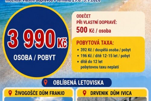 28.8. – 6.9.2026 SUPER LAST MINUTE Chorvatsko